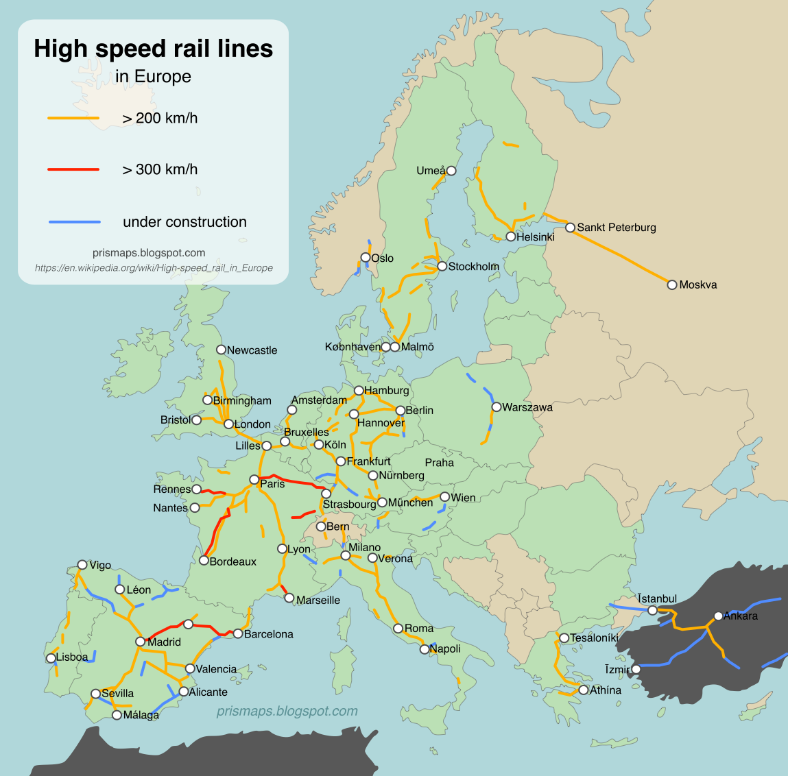 Europe Rail Network Map