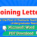 Joining Letter for Graduate Teacher and Under Graduate Teacher , MS Word Format, PDF format Download