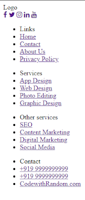 Footer using HTML and CSS