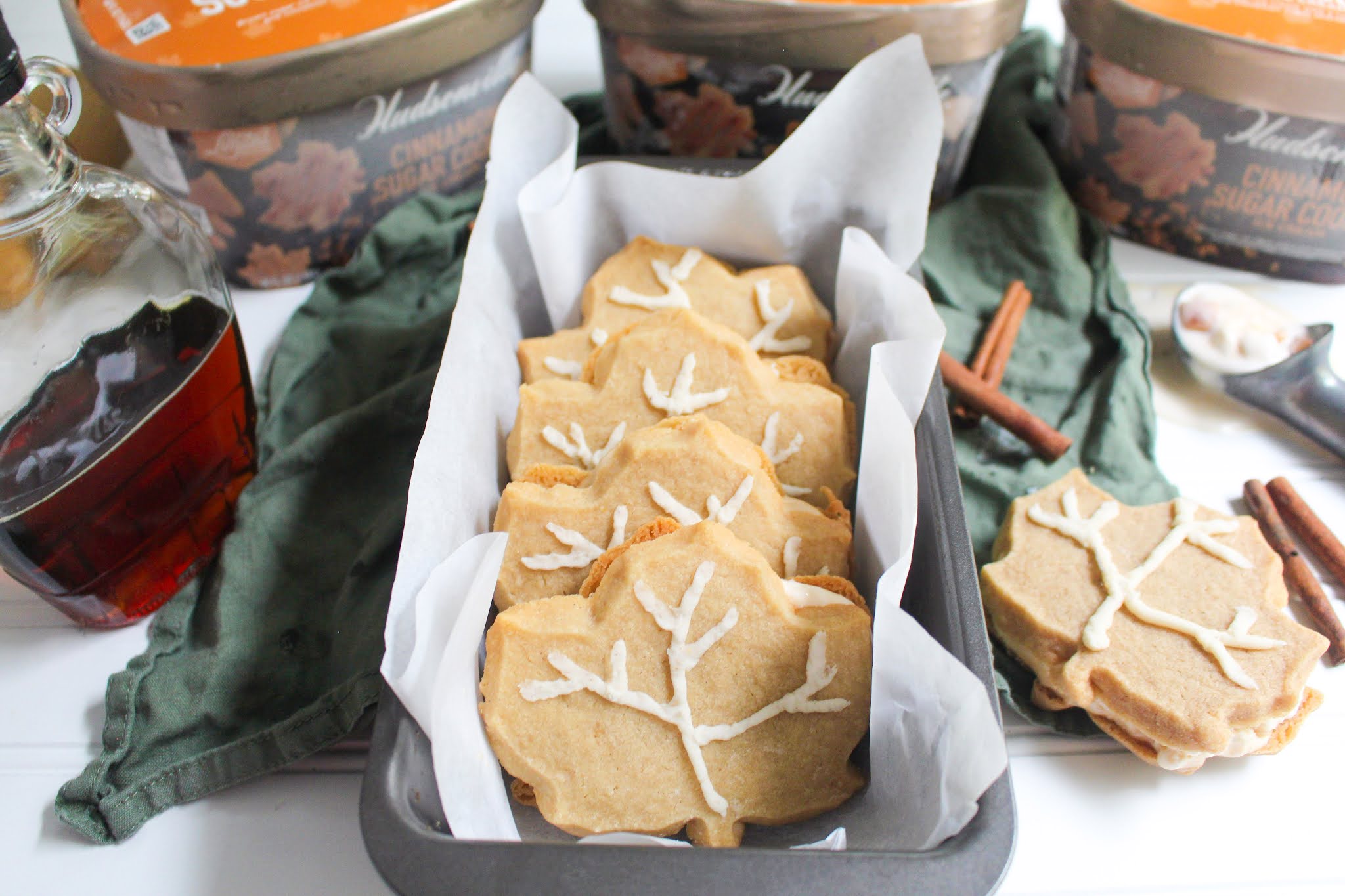 Kylee's Kitchen Maple and cinnamon shortbread ice cream sandwiches