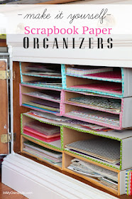 Organize scrapbook paper with cardboard boxes :: OrganizingMadeFun.com