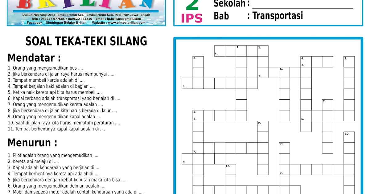 Jawaban Tts Transportasi 5 Berkas Jawaban