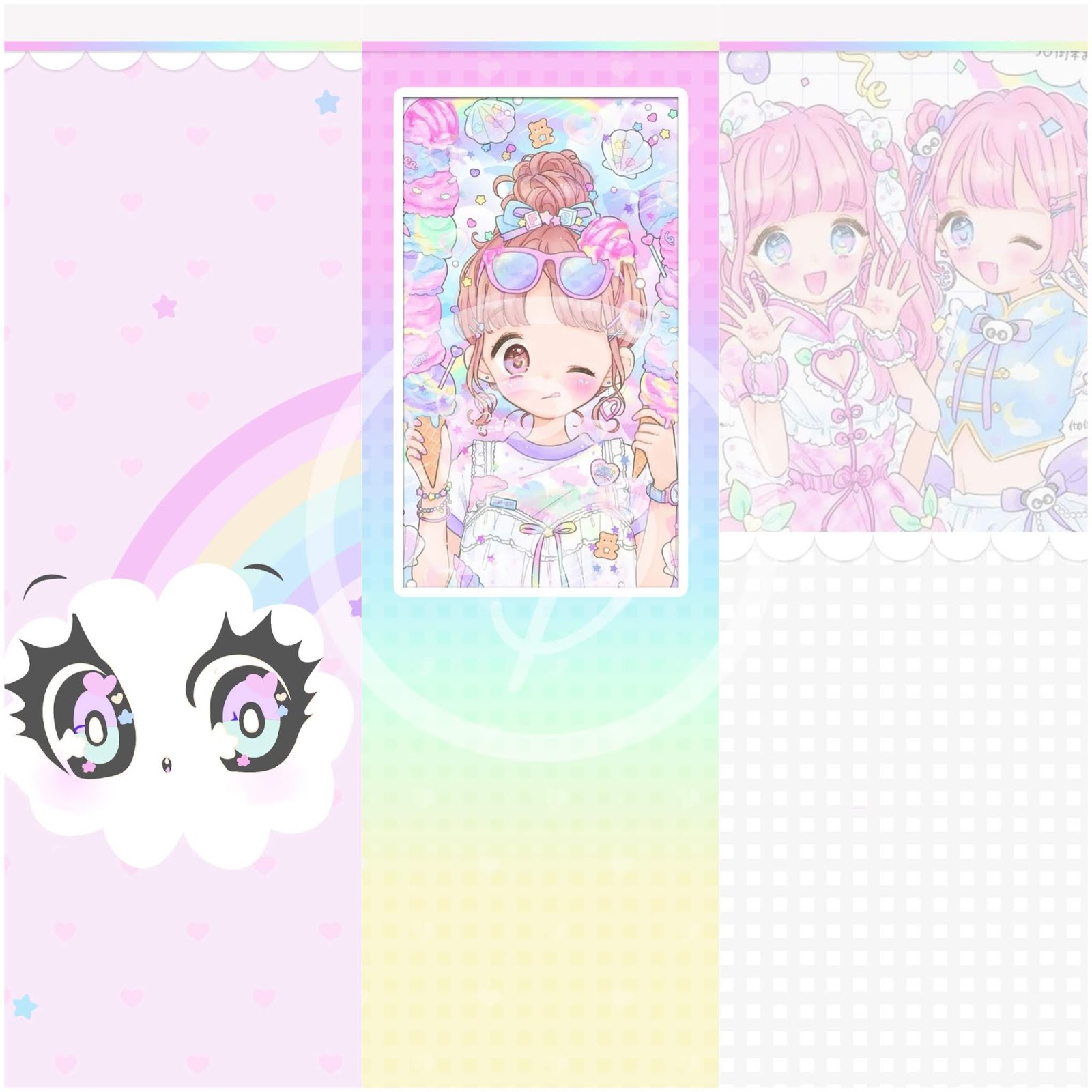 Pretty Walls: Pastel Kawaii X 6 piece wallpaper set