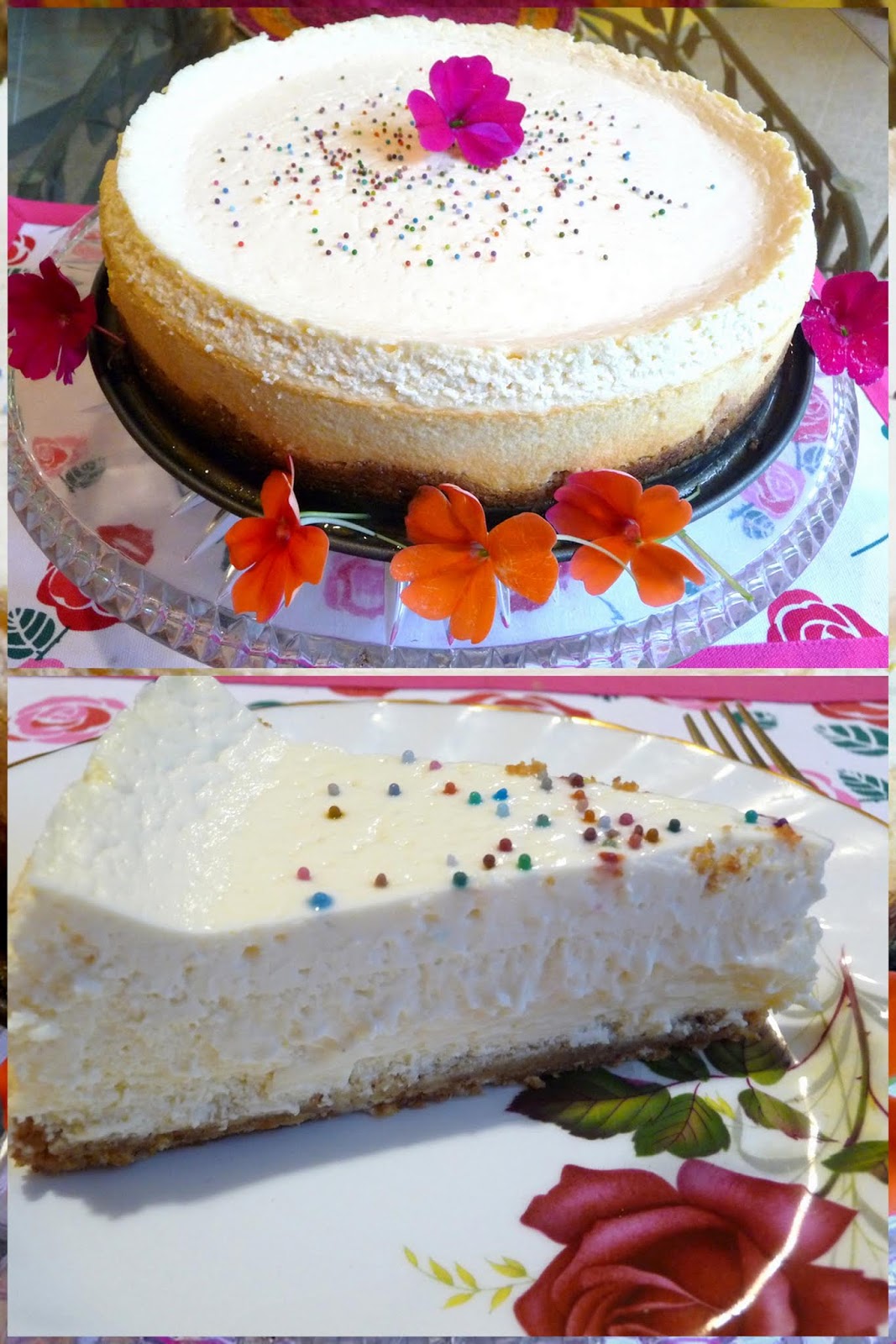 PLAIN CLASSIC CHEESECAKE WITH SOUR CREAM TOPPING