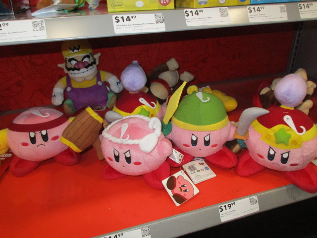 American angry Kirby plushies squad Best Buy creepy Wario plush Hammer Fighter Sword