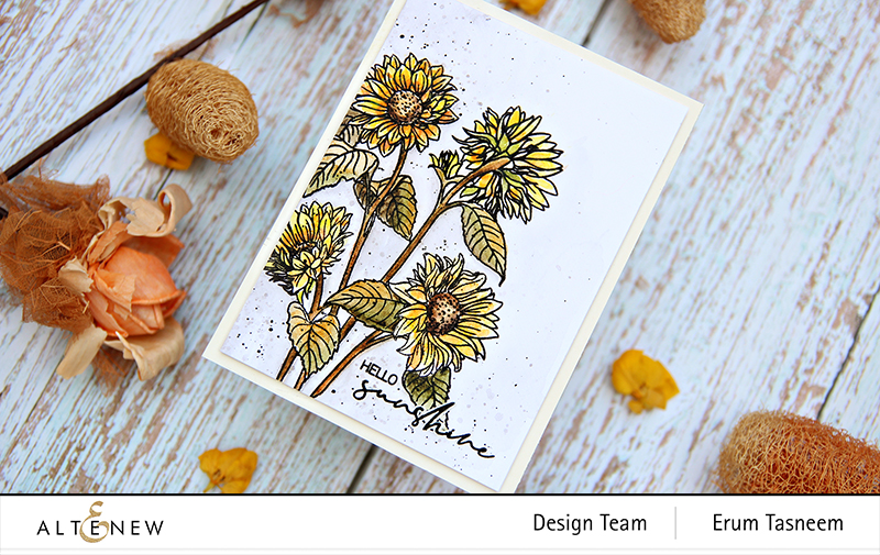 Altenew Paint-A-Flower: Sunflower + Woodless Watercolour Pencils | Erum Tasneem | @pr0digy0