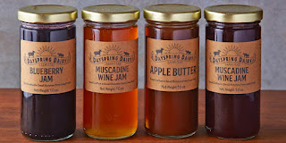 An image of blueberry Jam,Muscade Wine Jam,Apple butter and Muscade Wine Jam