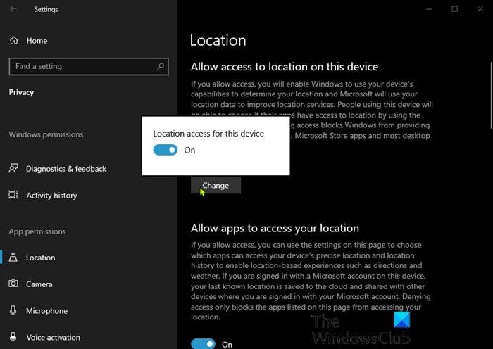 Habilitar ubicación en Windows 10