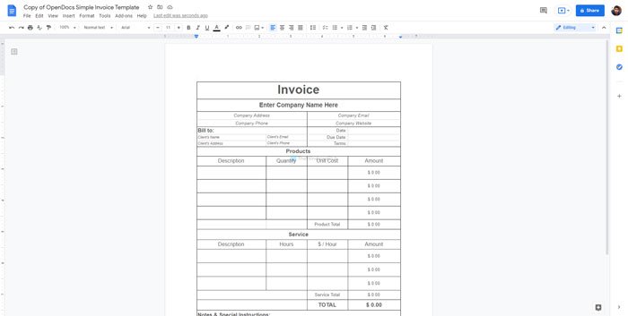 Las mejores plantillas de facturas para Documentos de Google para autónomos y pequeñas empresas