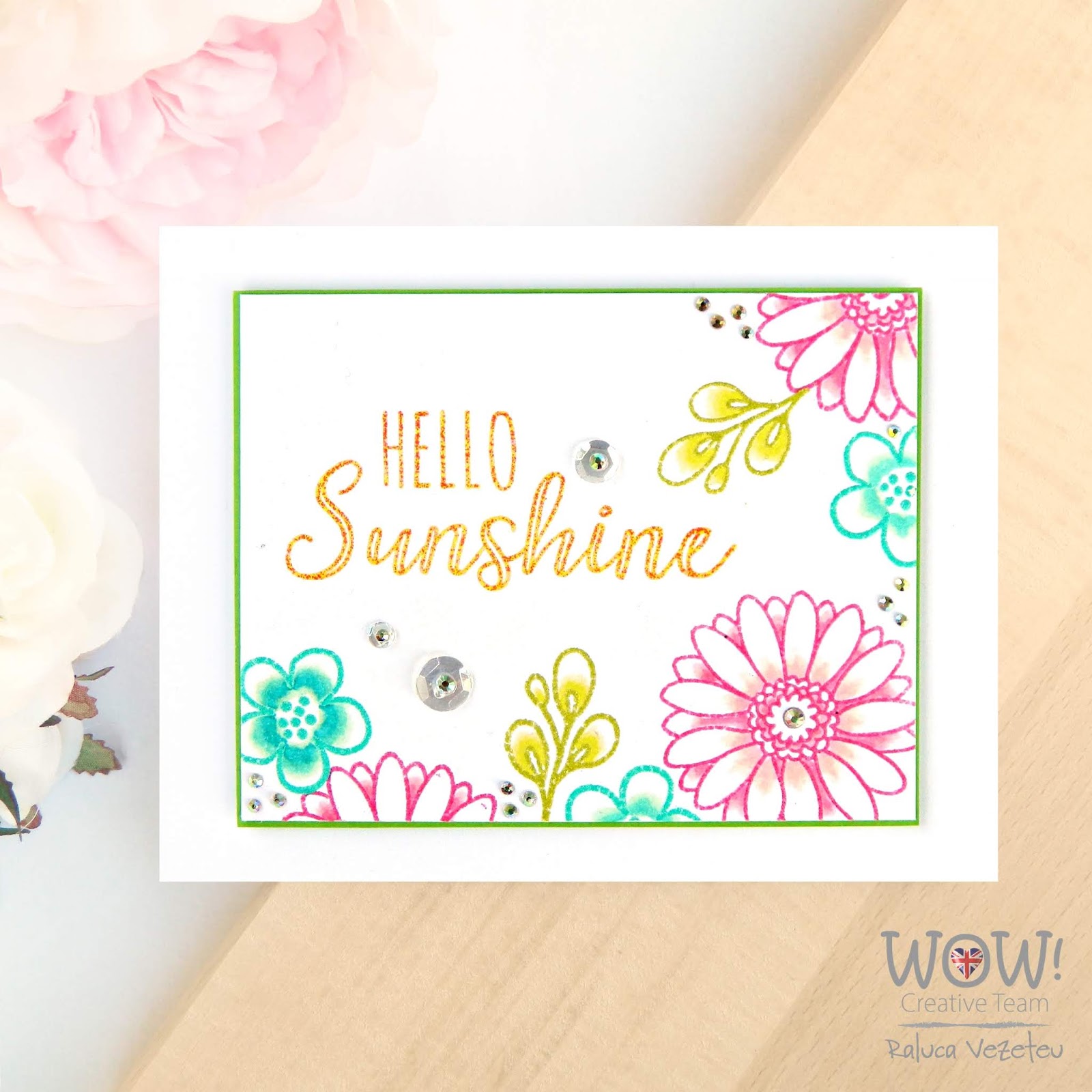 Hello Sunshine Wow Embossing Powder Handmade Card