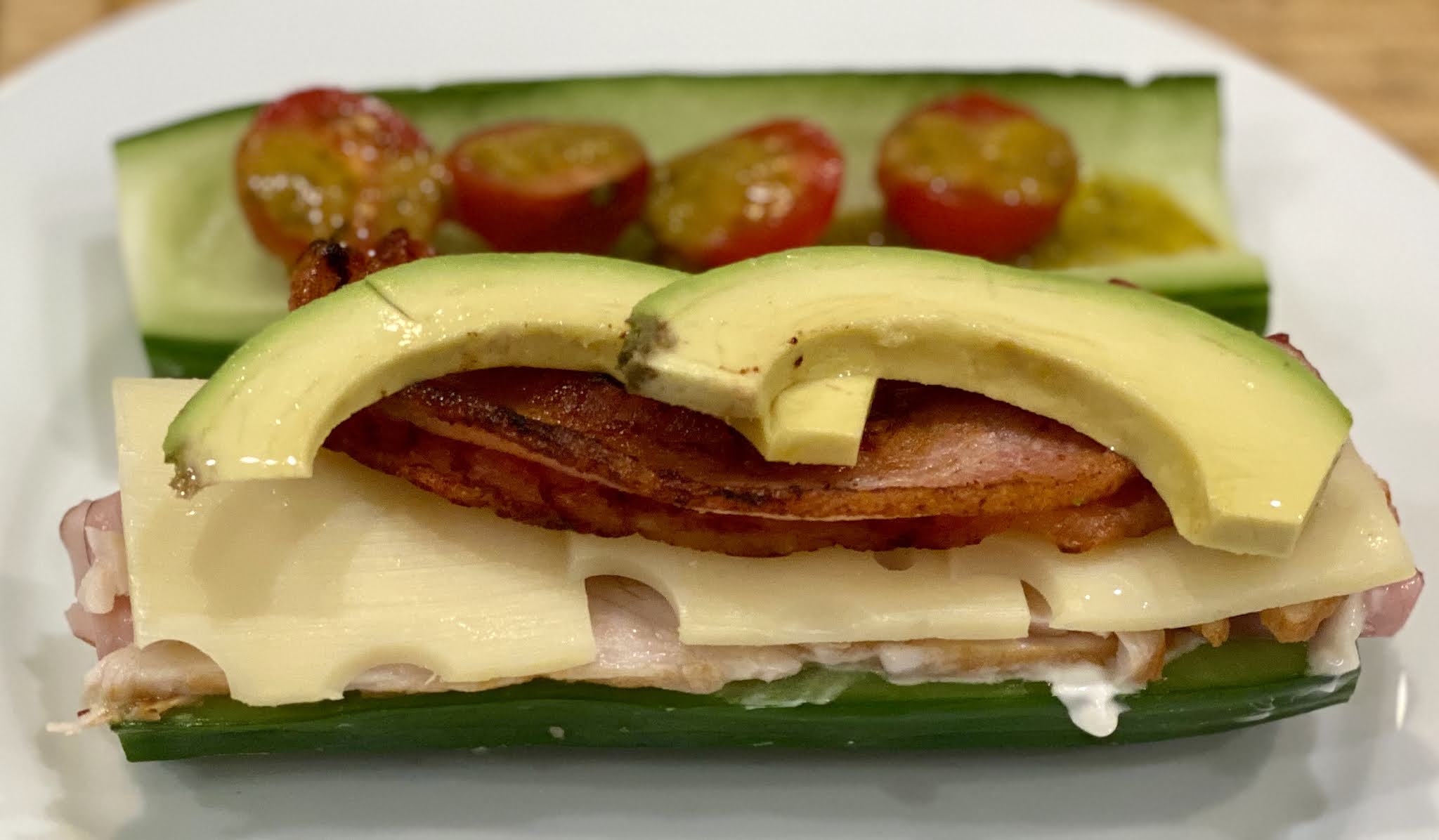 GREAT EATS HAWAII KETO CLUB SANDWICH ON CUCUMBER