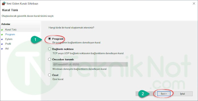 Bir Programı İnternet Erişimine Kapatma