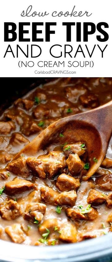 ★★★★★ | Slow Cooker Beef Tips and Gravy