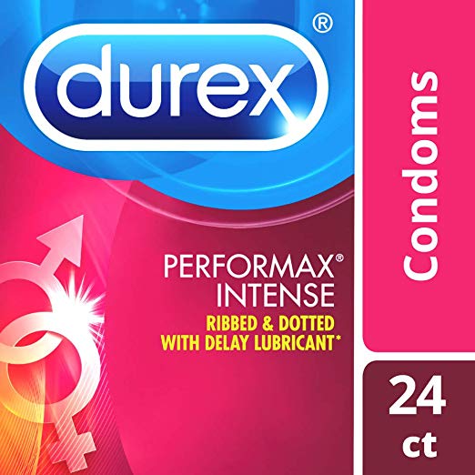 Condoms, Ultra Fine, Ribbed, Dotted with Delay Lubricant, Durex