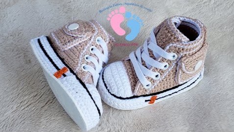 Crochet TÃªnis Em CrochÃª Para BebÃª Tenis All Star De Croche Bebe