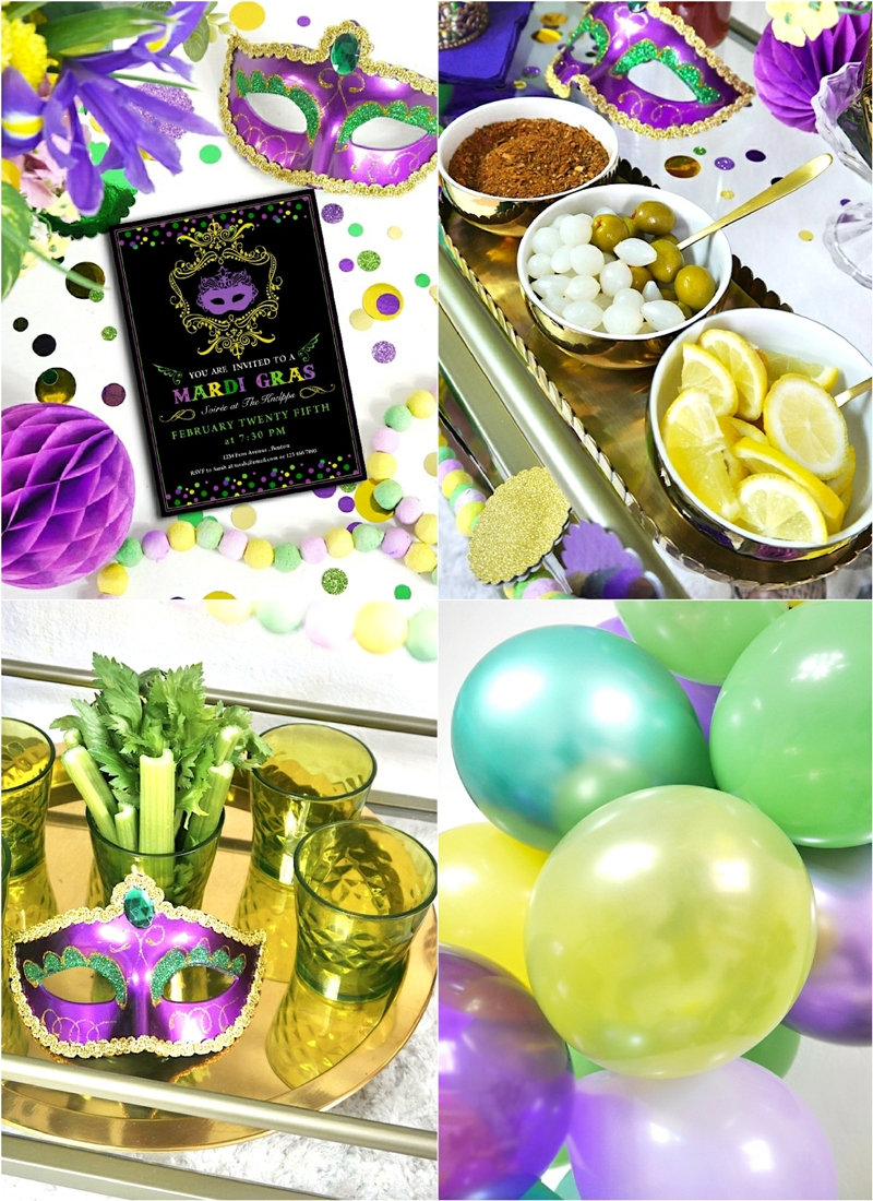 Mardi Gras Bar Cart Styling Ideas + Cajun Bloody Mary Recipe - Party ...