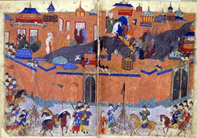 Осада Багдада монголами в 1258 году. Миниатюра из «Джами ат-таварих» Рашид ад-Дина. (Национальная библиотека Франции, Париж)