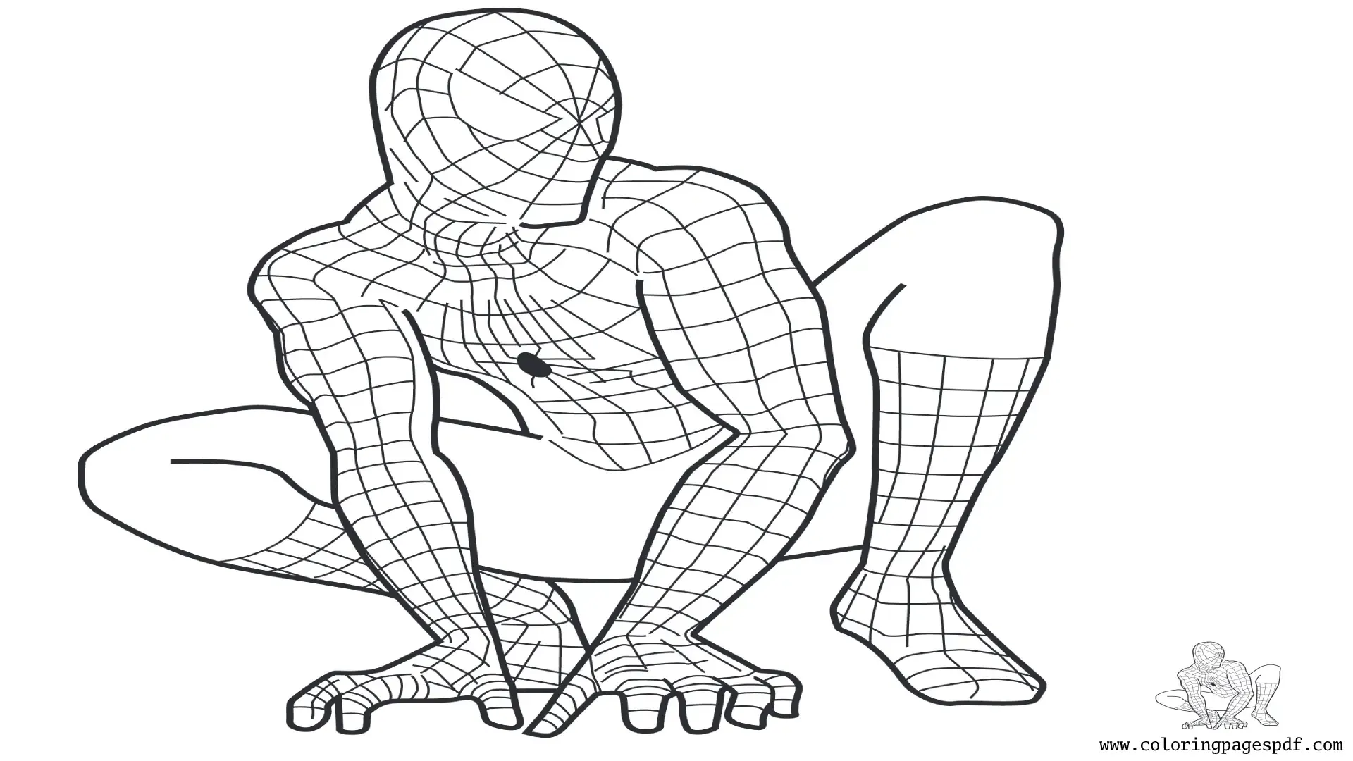 Coloring Page Of Spiderman Looking Left