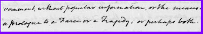 image of Madison's handwriting including a Farce or a Tragedy