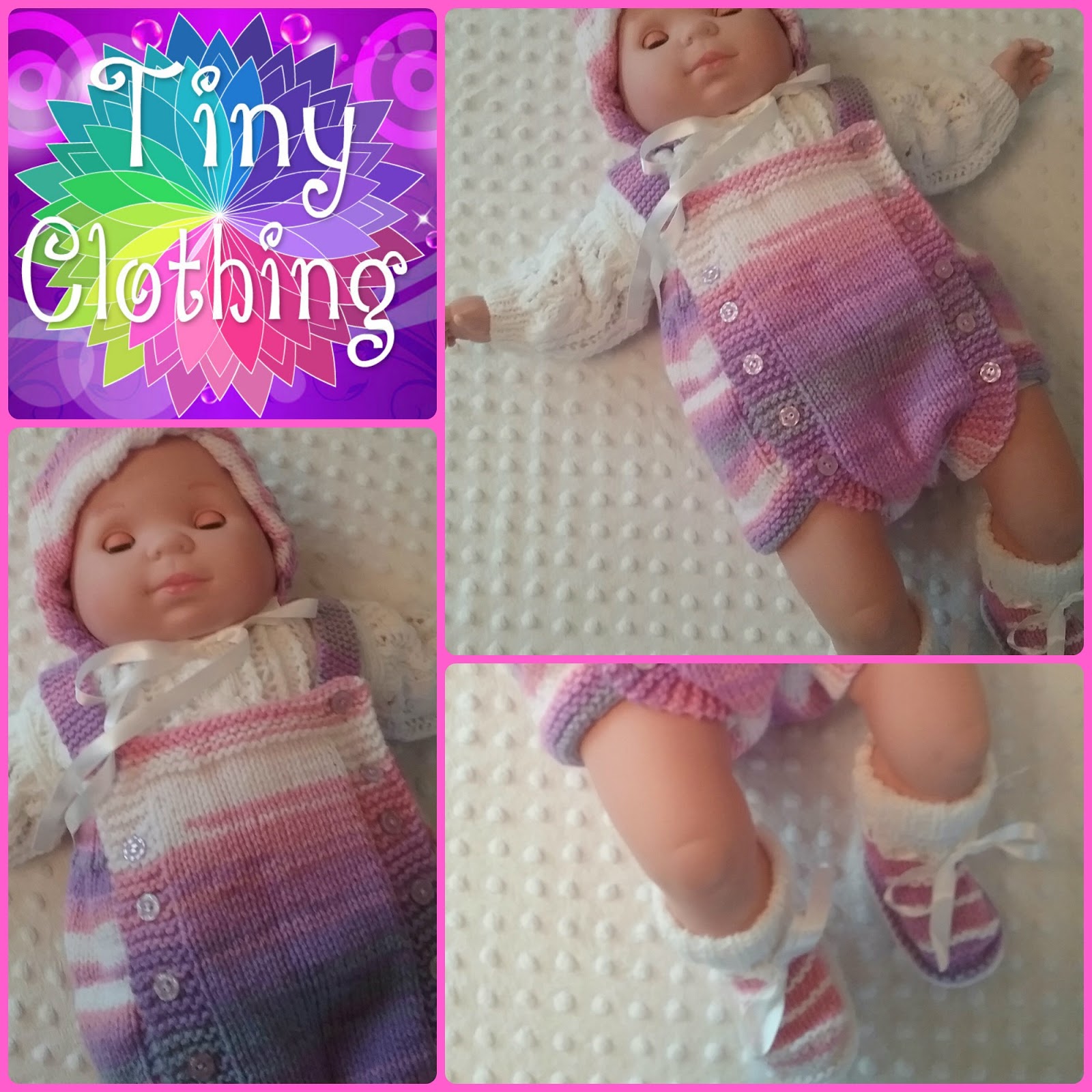 Hand Knitted Dolls Clothes: Traditional Romper Suit S3
