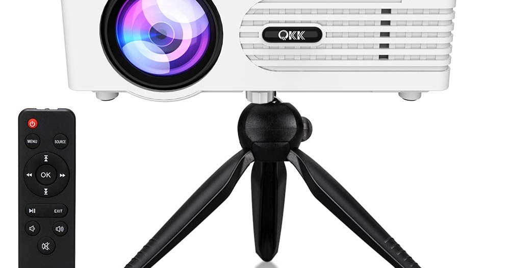 QKK [2020 Upgrade 4200Lux] Potable Mini Projector [with Tripod] LED