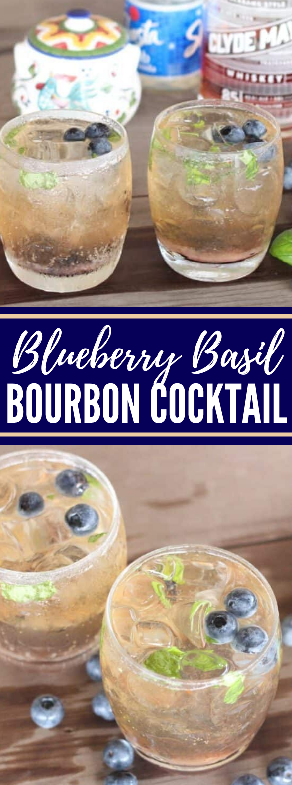 Blueberry Basil Bourbon Cocktail summerday drinks