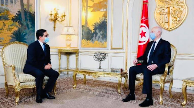 بالصورة..الوزير بوريطة ينقل رسالة شفوية من الملك محمد السادس إلى الرئيس التونسي قيس سعيد✍️👇👇👇