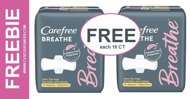 FREE Carefree Breathe Pads CVS Deals