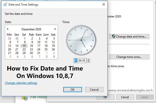 Untuk mengatur tanggal dan waktu, dari jendela control panel dipilih