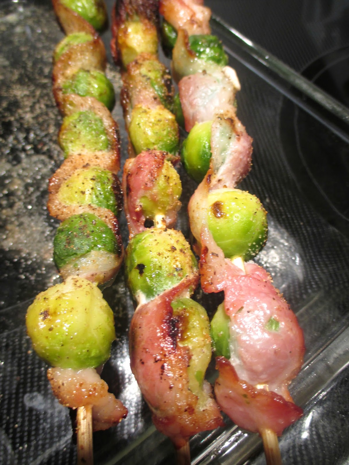 Just my Stuff Brussels Sprout and Bacon Skewers