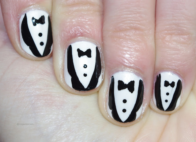 suit and tie black and white nails image