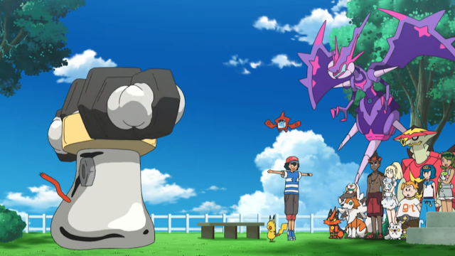 Ash com Pokémons Míticos Lendarios Mew, Celebi, Shaymim, Mesprit
