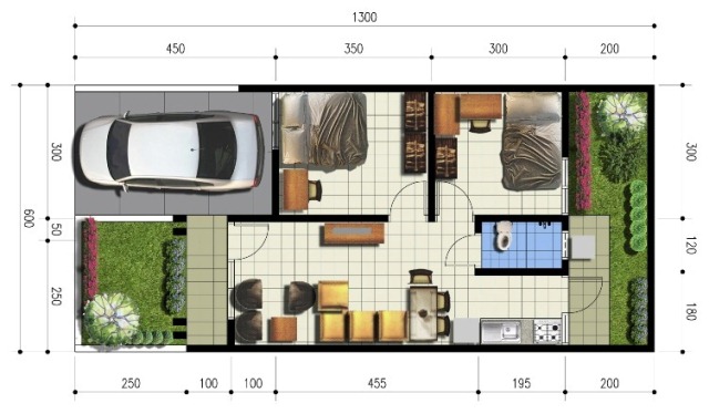 30 Gambar  Macam Denah Rumah  Type  45  Minimalis Modern 