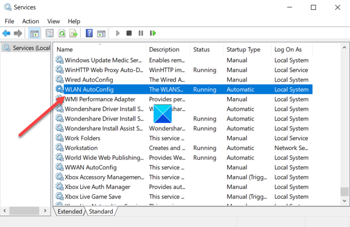 Entrada de configuración automática de WLAN