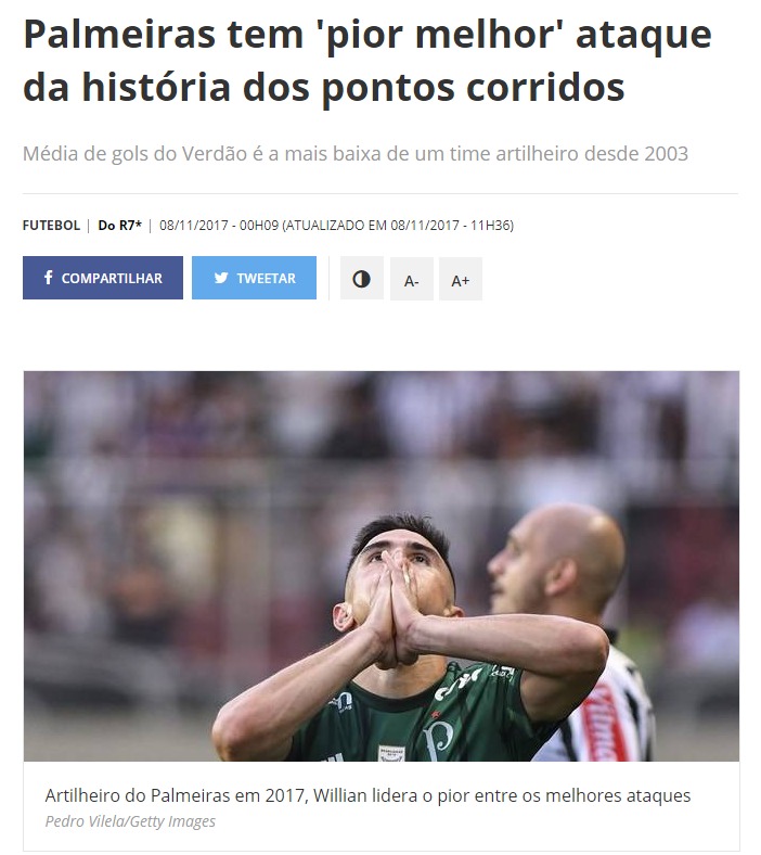 Neto destaca 'sorte' do Palmeiras e lamenta gol perdido pelo