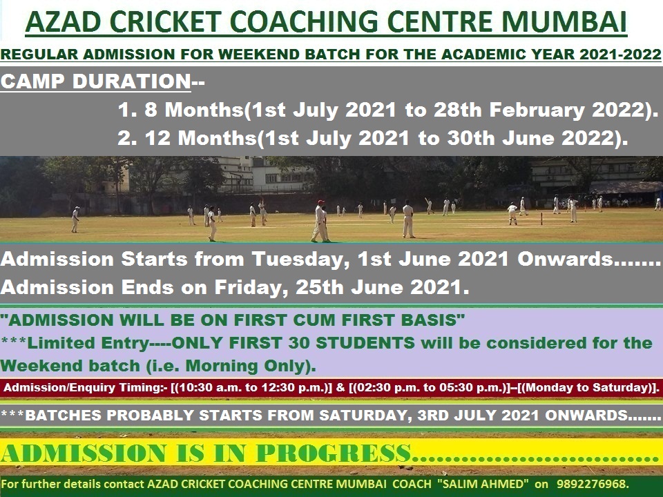 AZAD CRICKET COACHING CENTRE MUMBAI AZAD CRICKET COACHING CENTRE