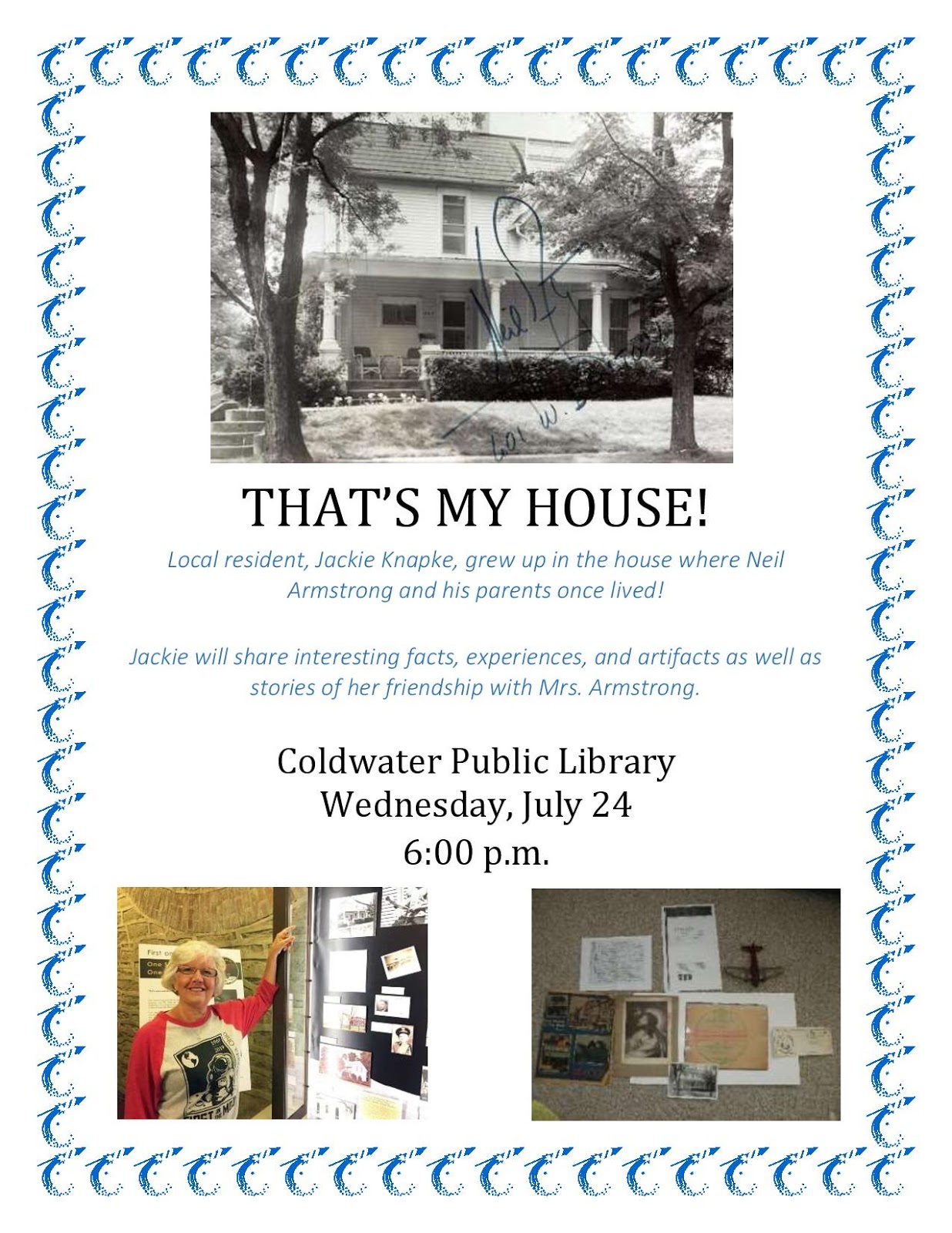 Coldwater library program on Neil Armstrong house