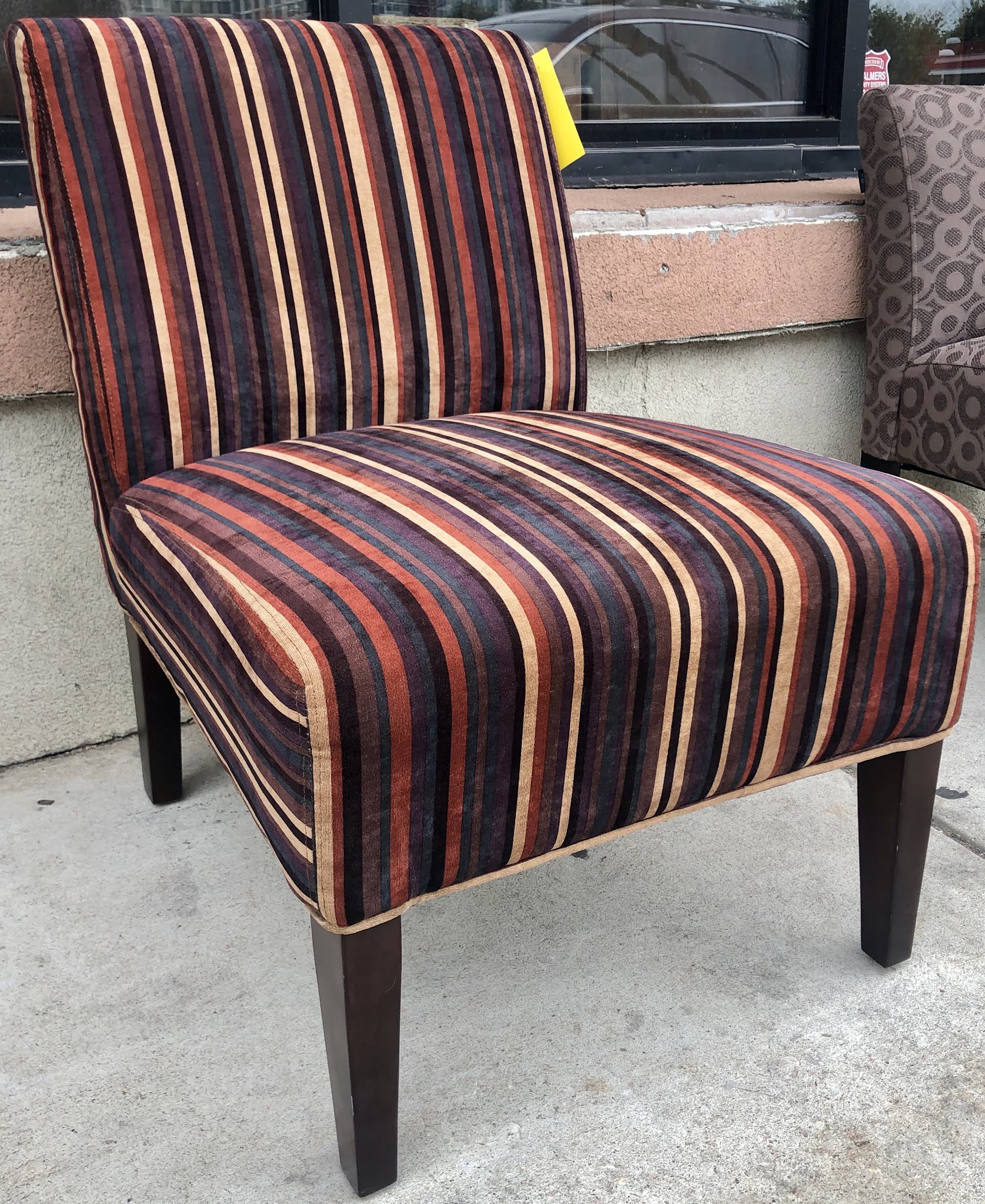 Uhuru Furniture & Collectibles 476093 Striped Armless Chair 65 SOLD