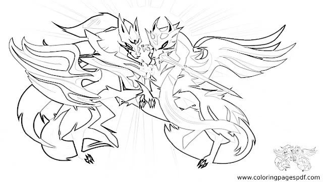 Coloring Page Of Zacian Both Forms Being Close