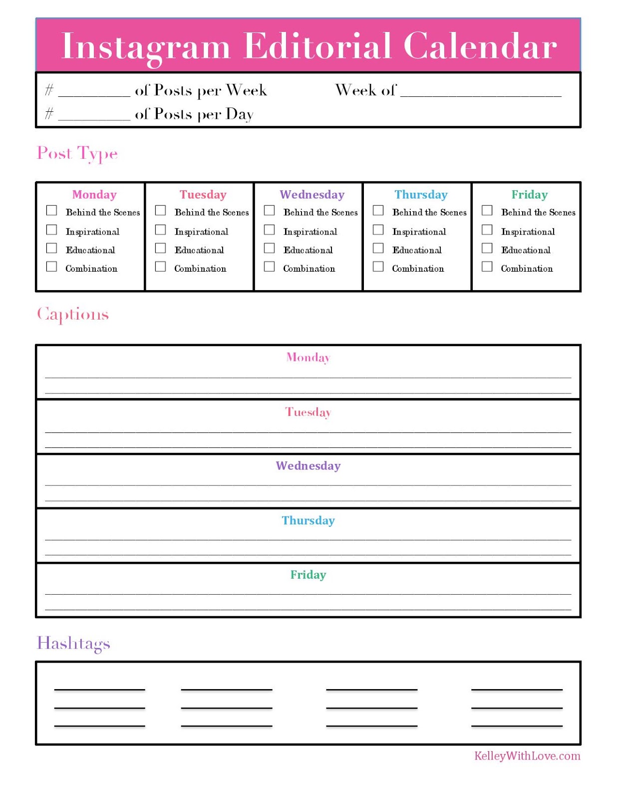 How to Use an Instagram Editorial Calendar / Kelley With Love