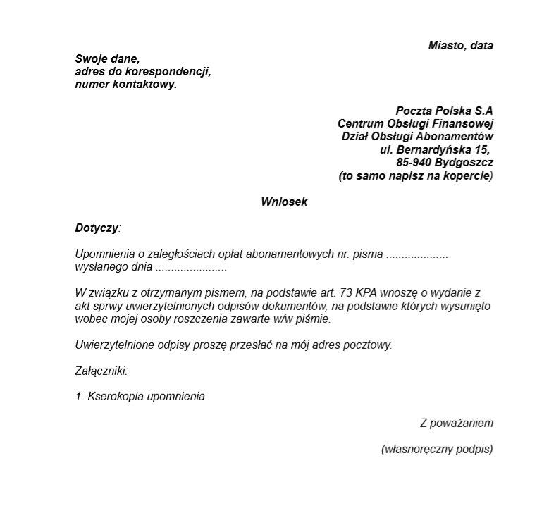 Odwołanie Od Nieprzyjęcia Na Studia Wzór Wezwanie do zapłaty abonamentu RTV odwołanie wzór