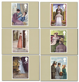 cartão postal jane austen selos bicentenário