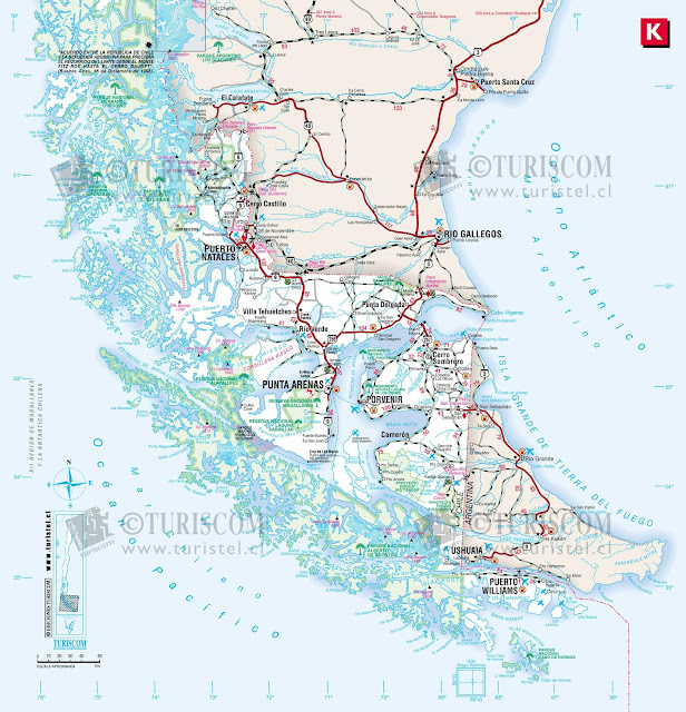 Mapa do Chile – Região 12 - Magallanes e Antártica