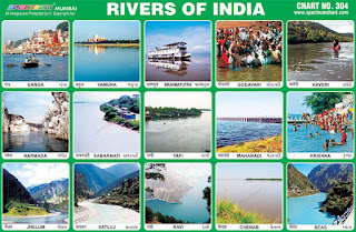 Rivers of India Chart contains images of major rivers in India