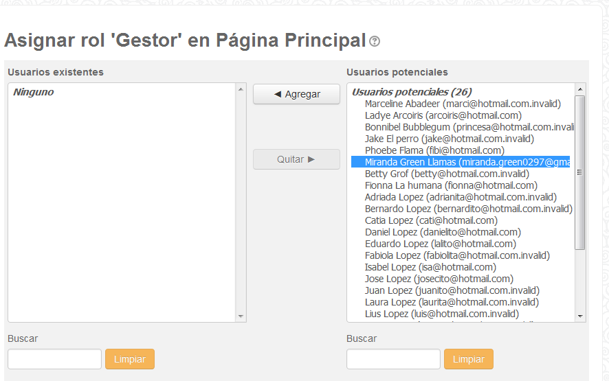Miranda: Roles asignados
