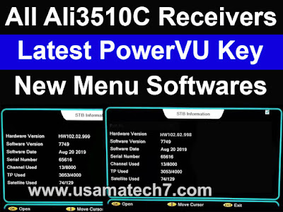 All Ali3510C Receivers Latest PowerVU Key & New Menu Softwares