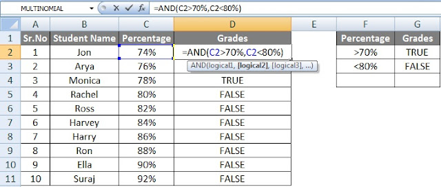 Excel Logical function if, and, or, not use in hindi