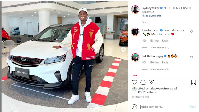 Nigerian Comedian, Sydney Talker buys himself a brand new mileage car (Photos)