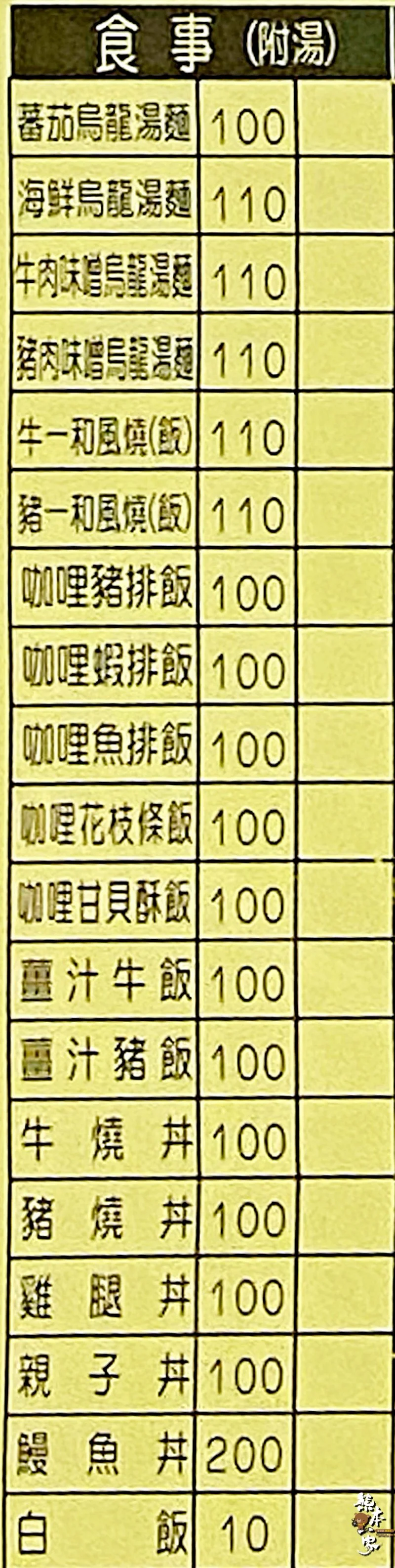 大雄料理店菜單menu|北大國際街美食|放大清晰版詳細分類資訊