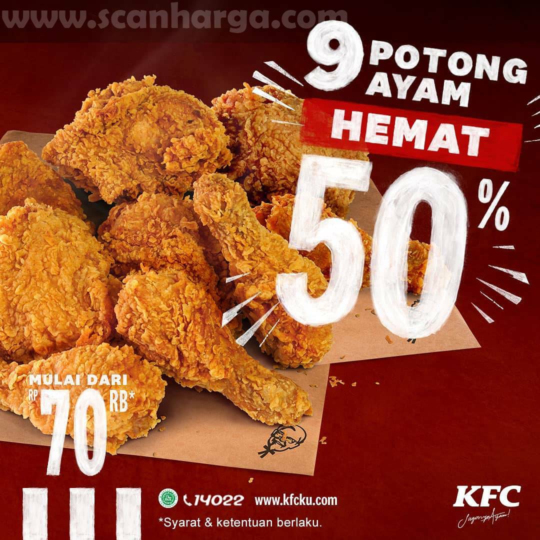 Promo KFC Diskon Terbaru 9 Potong ayam Hemat 50 scanharga